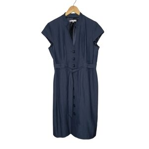 Sandra Darren Button Closure, Short Cap Sleeve Midi Dress